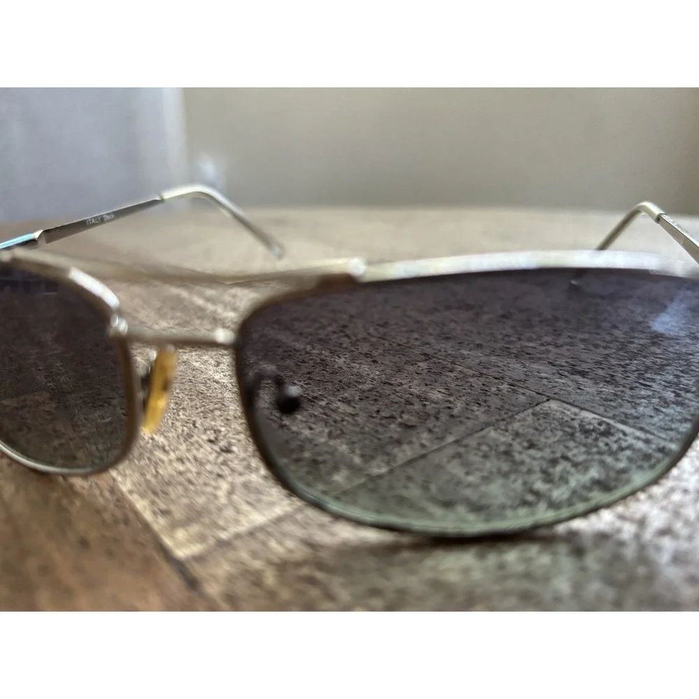 Vintage B&L Ray-Ban USA Aviator Sunglasses Silver Square Lens w/case Rare VTG OG